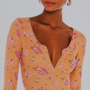 Free People Dylan Thermal Printed Bodysuit Size L